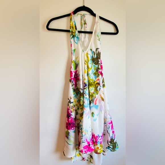 Venus Chiffon Coverup Dress Halter High Low Tropical/Floral Print XS - Picture 2 of 8